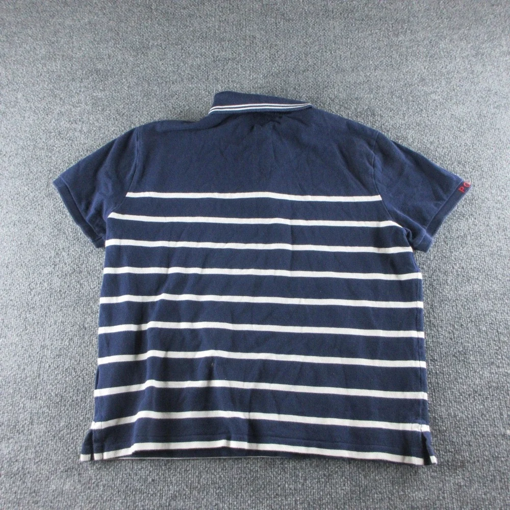 Polo Ralph Lauren Polo Shirt Mens L Blue Striped Short Sleeve Polo Bear Nautical